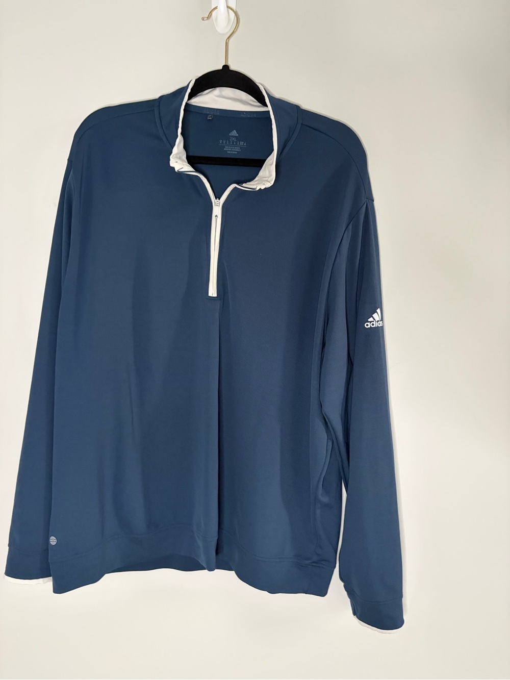 adidas Men’s Navy Blue Quarter-Zip Lightweight Jacket